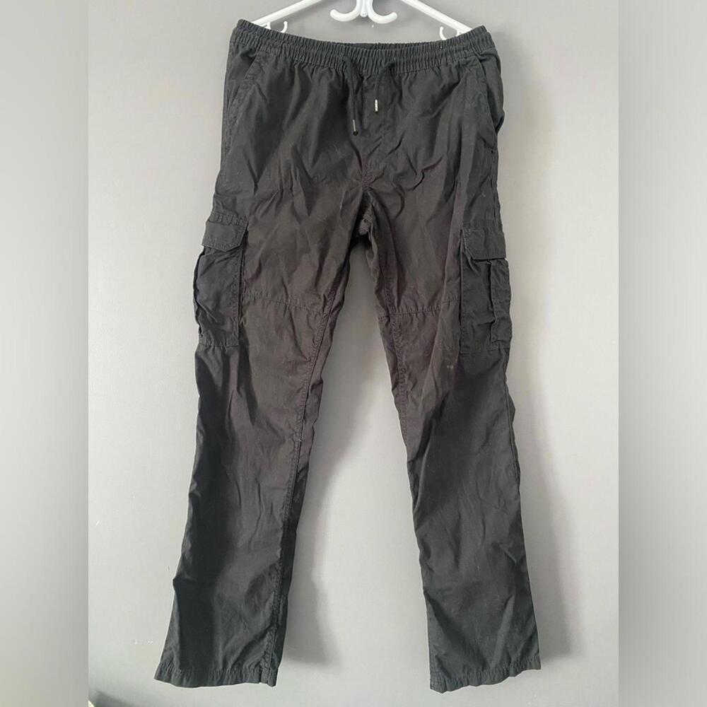 Techwear Utility Cargo Pants Black Men’s Large Tactical Hiking Streetwear